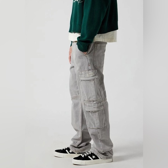 🖤 PacSun Dylan Light Gray Denim Cargo Pants - Picture 1 of 7